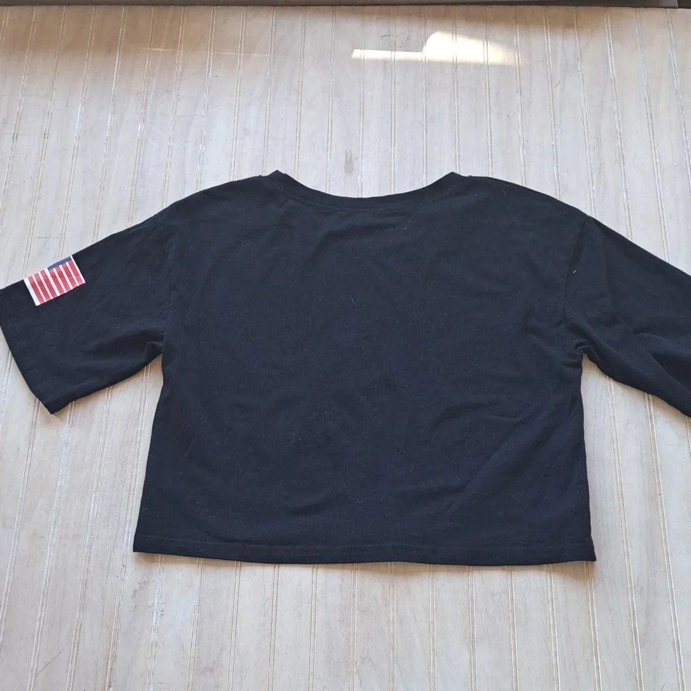 USA 100% Cotton Patriot Graphic Cropped Basic Y2k Stretch Oversized T-Shirt - Picture 6 of 8